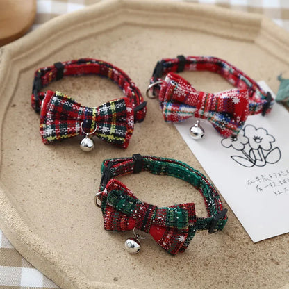 Christmas Miniature Dogs Cat Bow Tie with Bell Collars