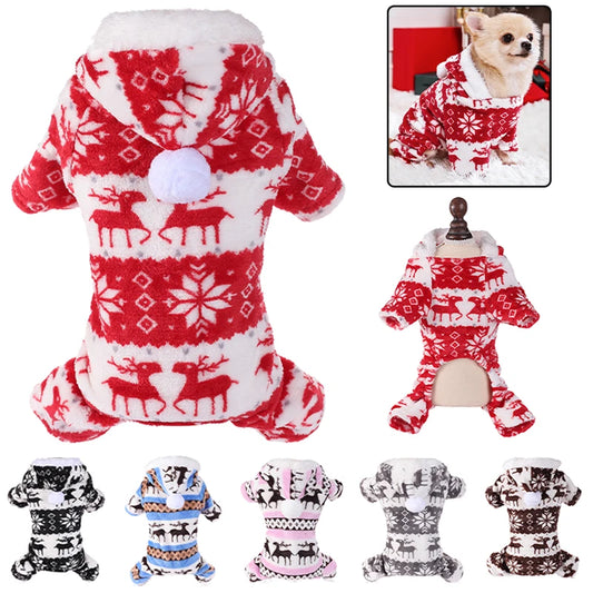 Plush Christmas Jumpsuit for Small Medium Dogs and Cats